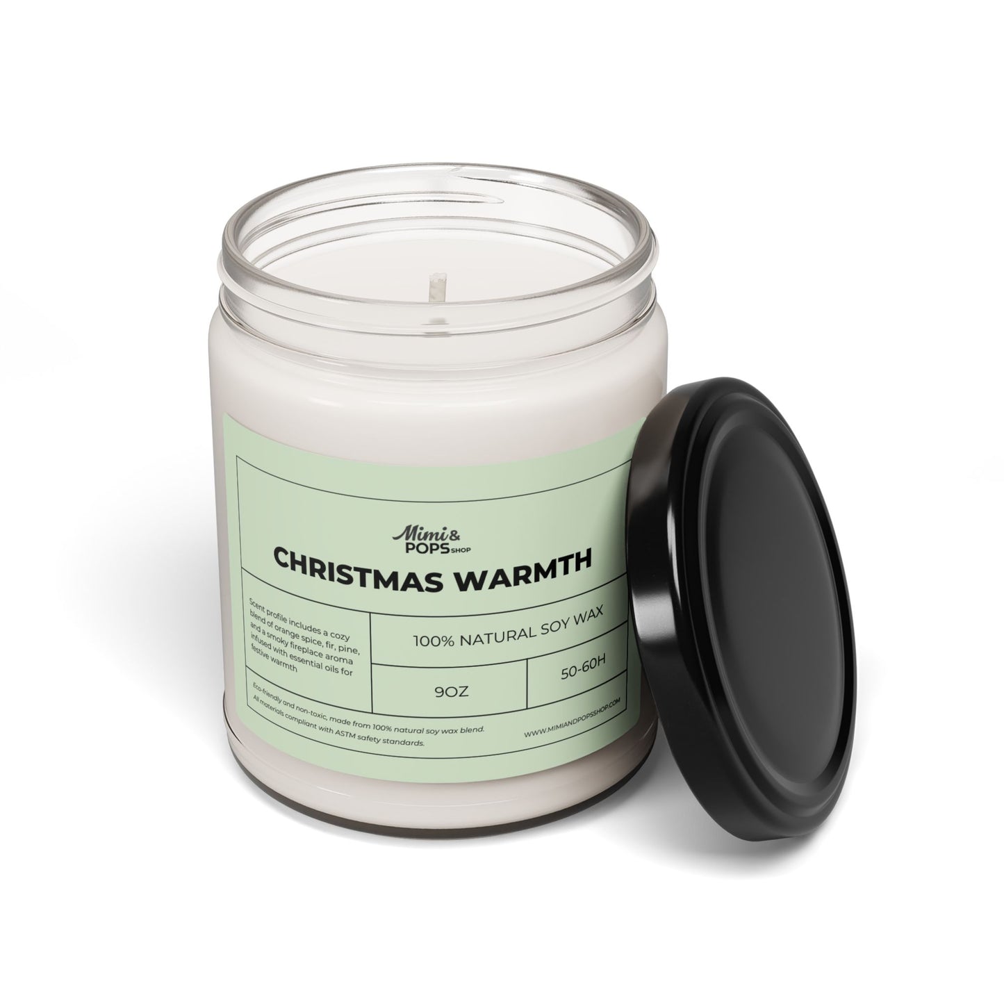 Close-up of Christmas Warmth Soy Candle showing smooth soy wax and cotton wick