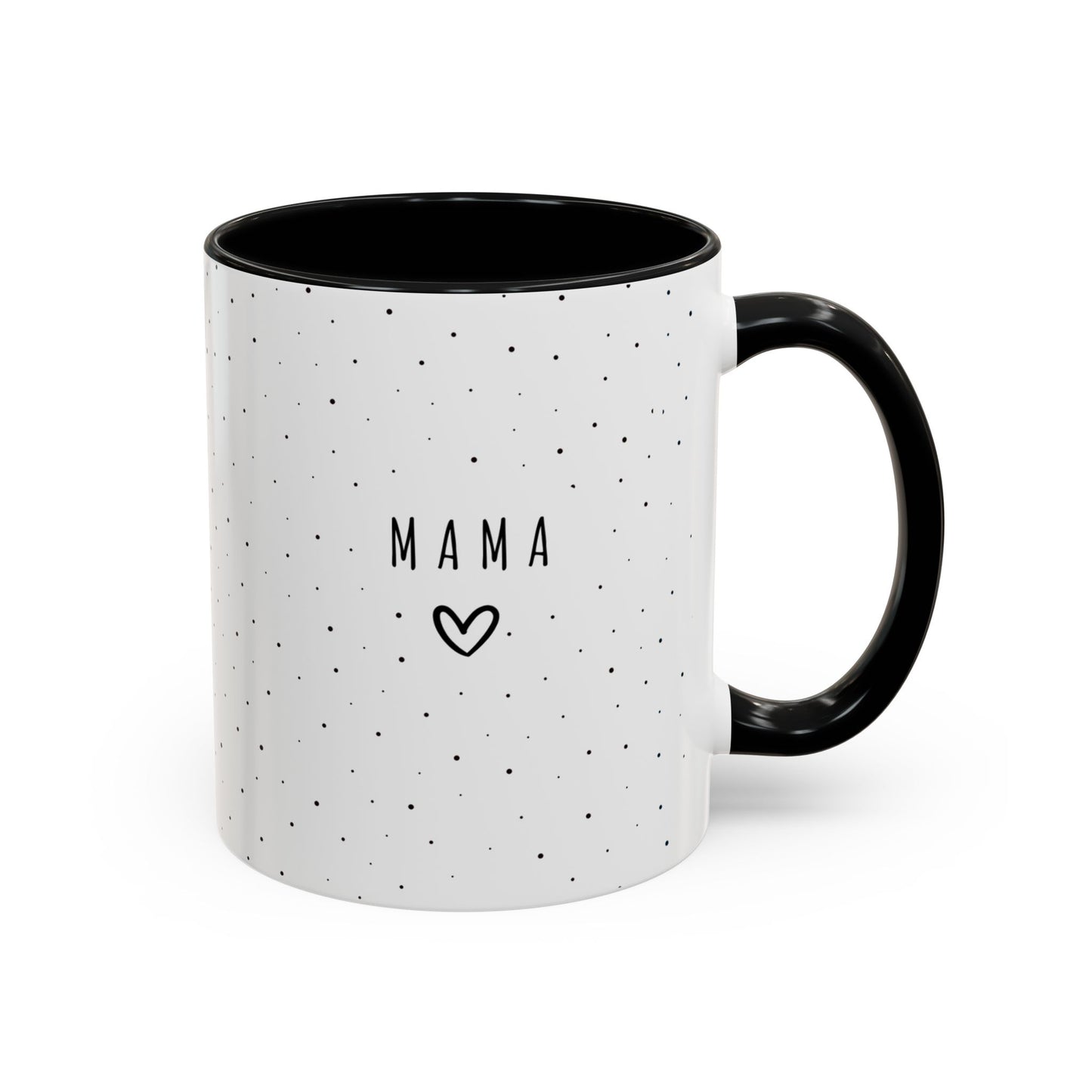 Black Accent Mama Coffee Mug – 11oz white ceramic mug with black handle and interior