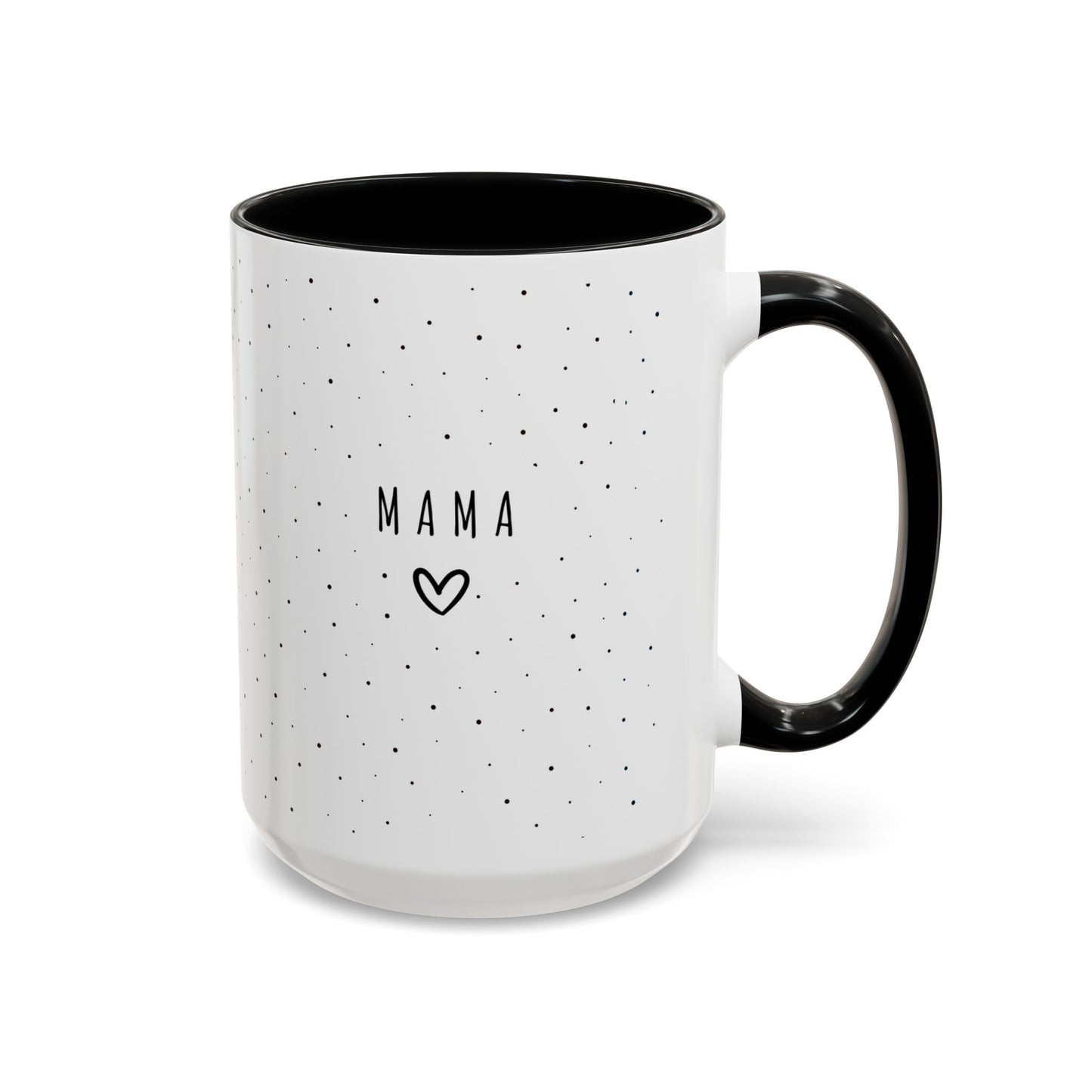 15oz Black Accent Mama Coffee Mug – larger white ceramic mug with black accents