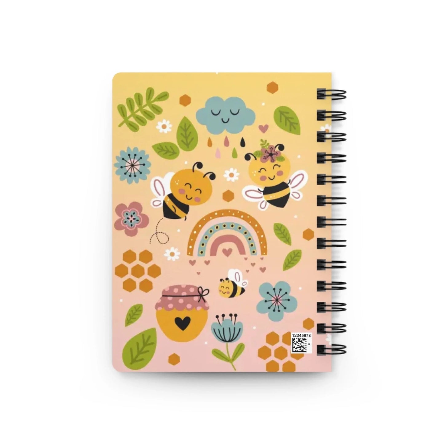 Colorful children's notebook with personalized name on glossy cover