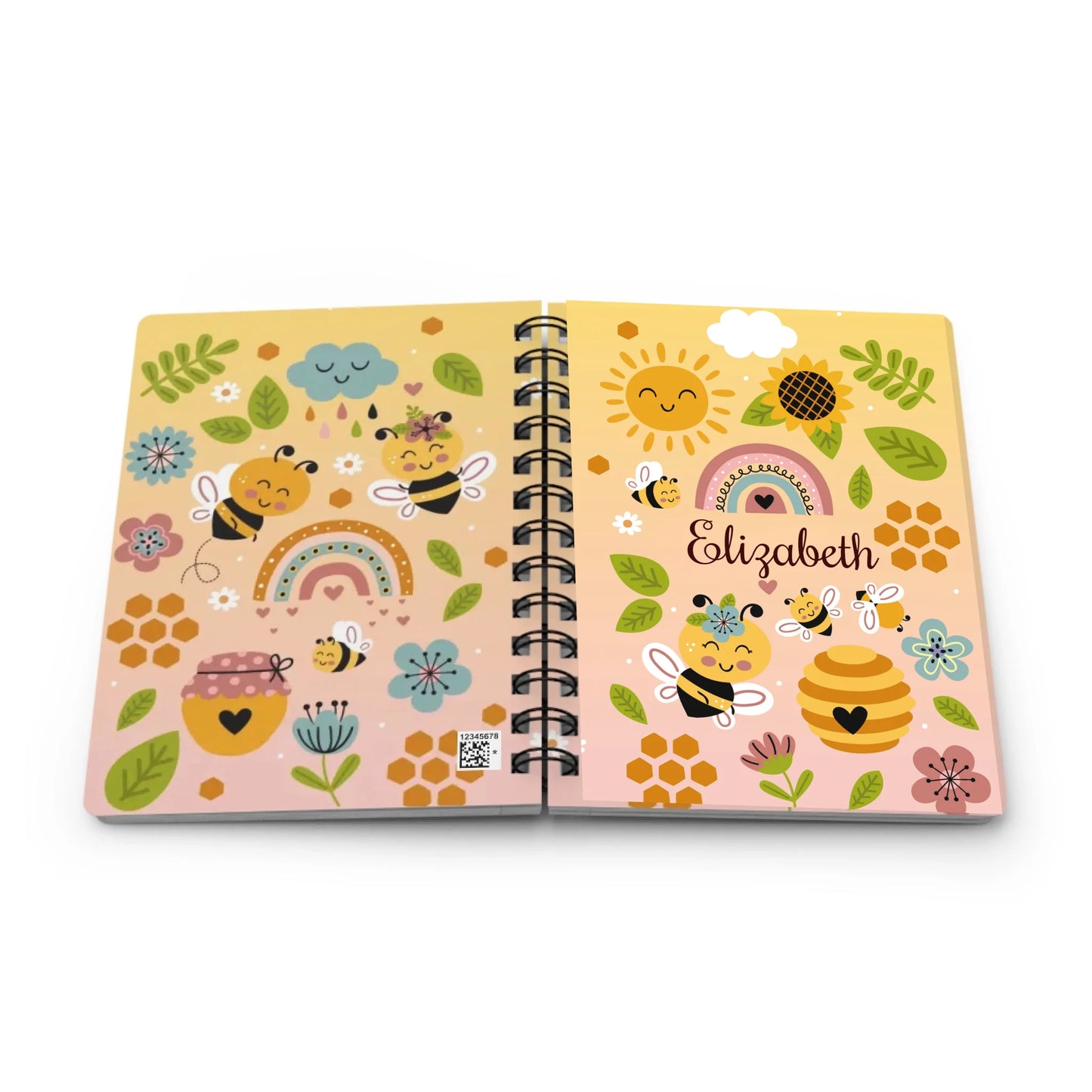 Spiral-bound journal featuring cheerful bee-themed illustrations