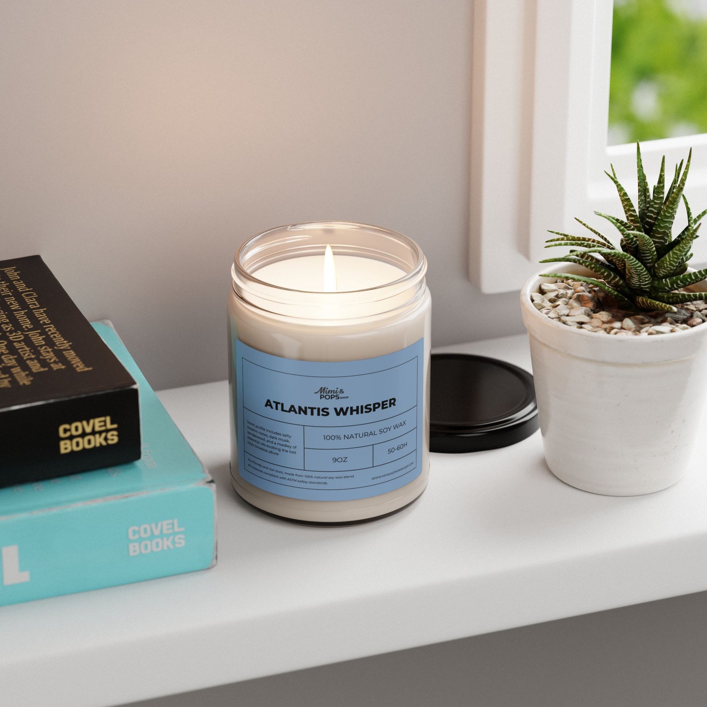 Atlantis Whisper- Scented Soy Candle, 9oz - Mimi & Pops Shop