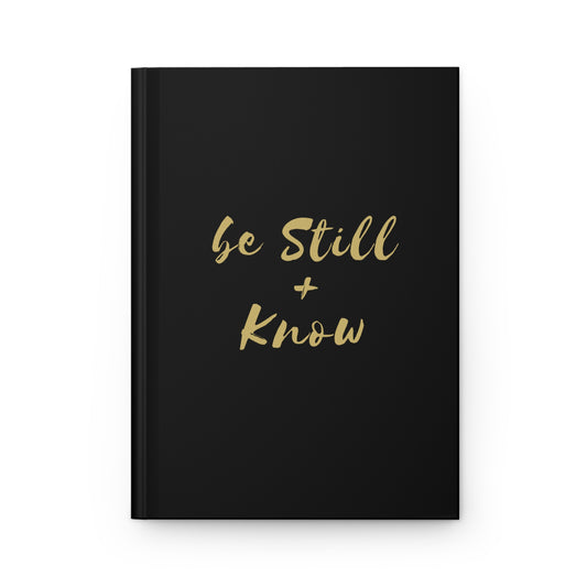 Hardcover Christian journal titled 'Be Still & Know' with matte finish and elegant typography
