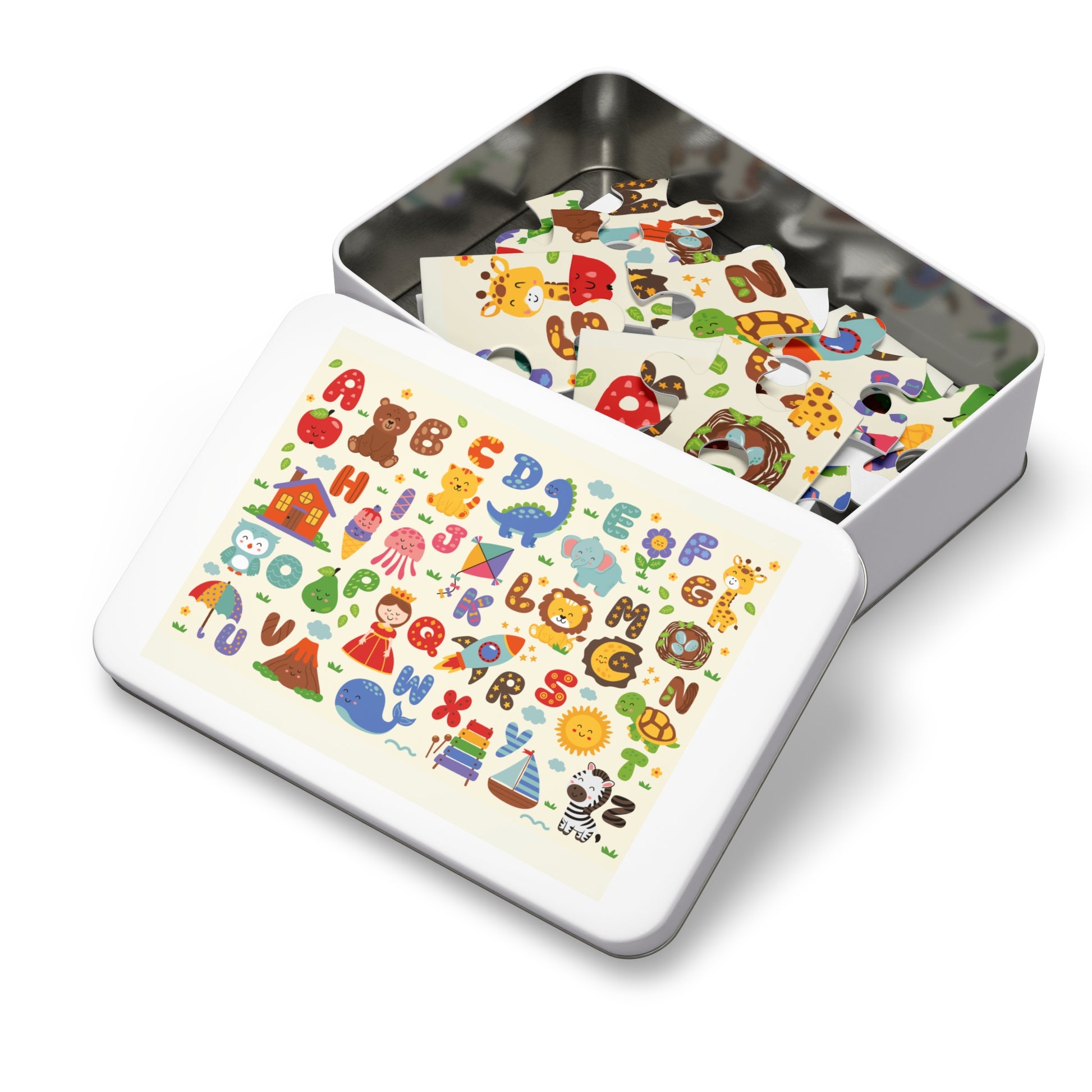 ABC Adventure jigsaw puzzle box for kids with bright letters and fun designs