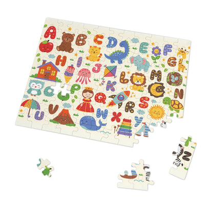 ABC-themed kids puzzle laid out in playroom, perfect for screen-free learning