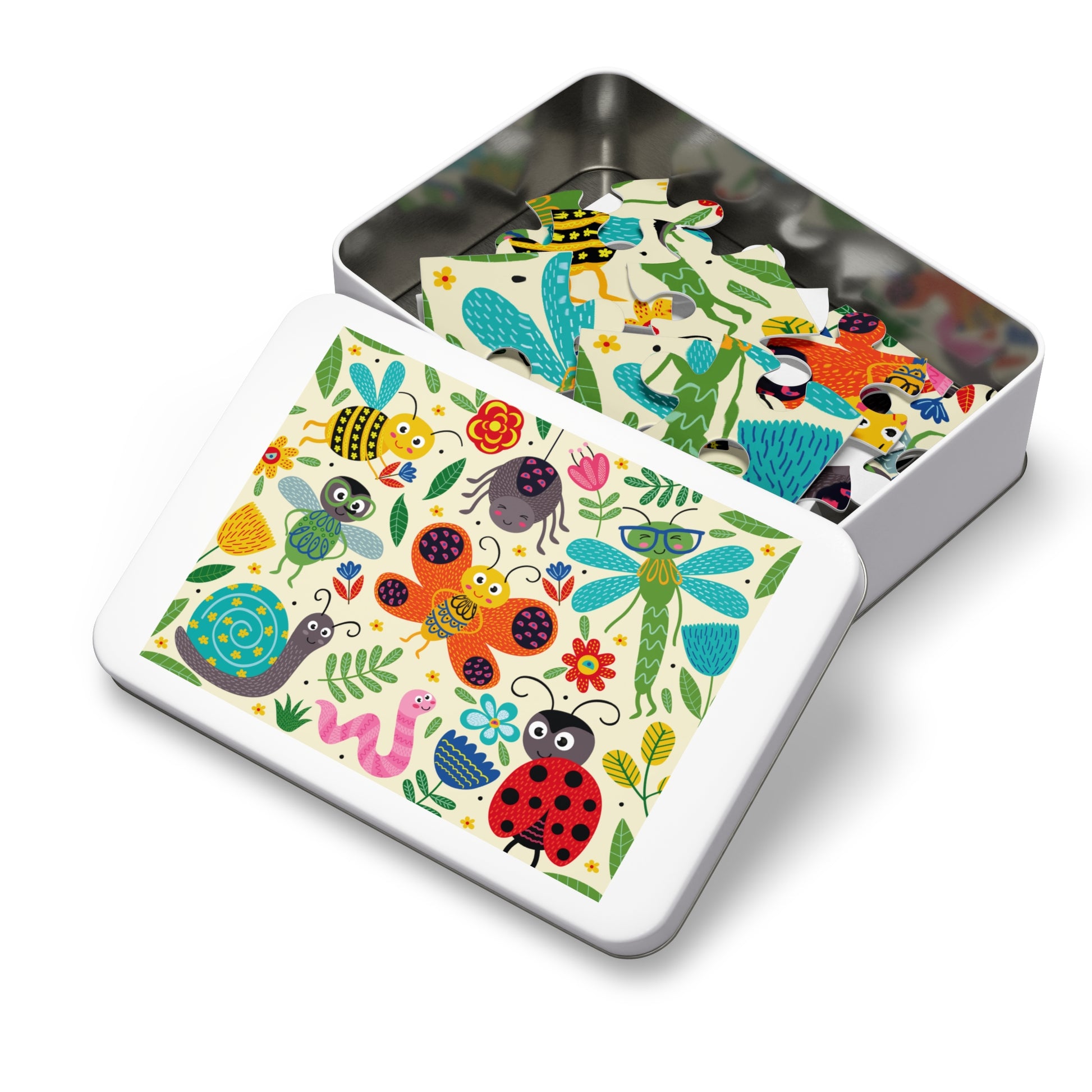 Buggin' Out puzzle box with fun bug illustrations designed for ages 3+