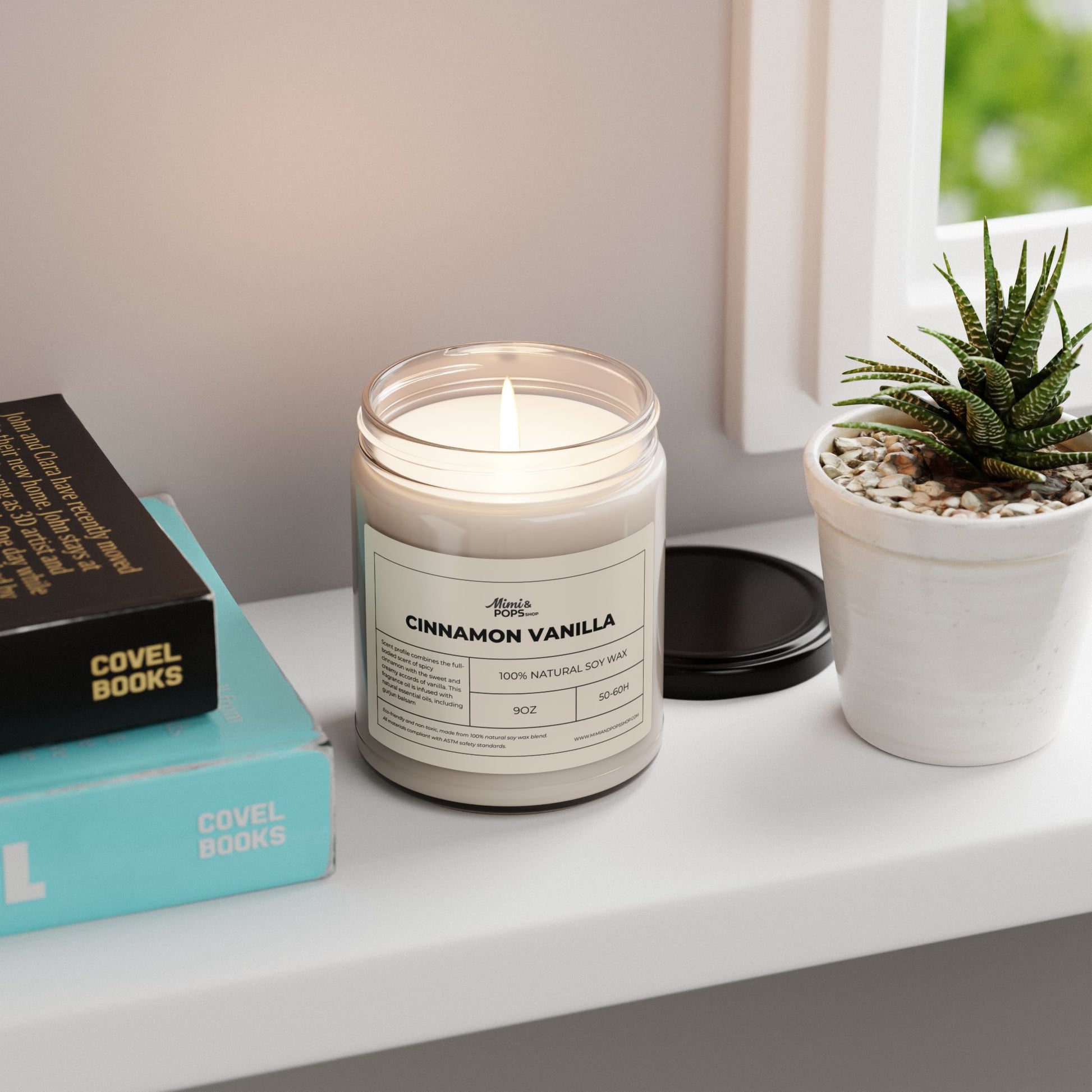 Cinnamon Vanilla- Scented Soy Candle, 9oz - Mimi & Pops Shop