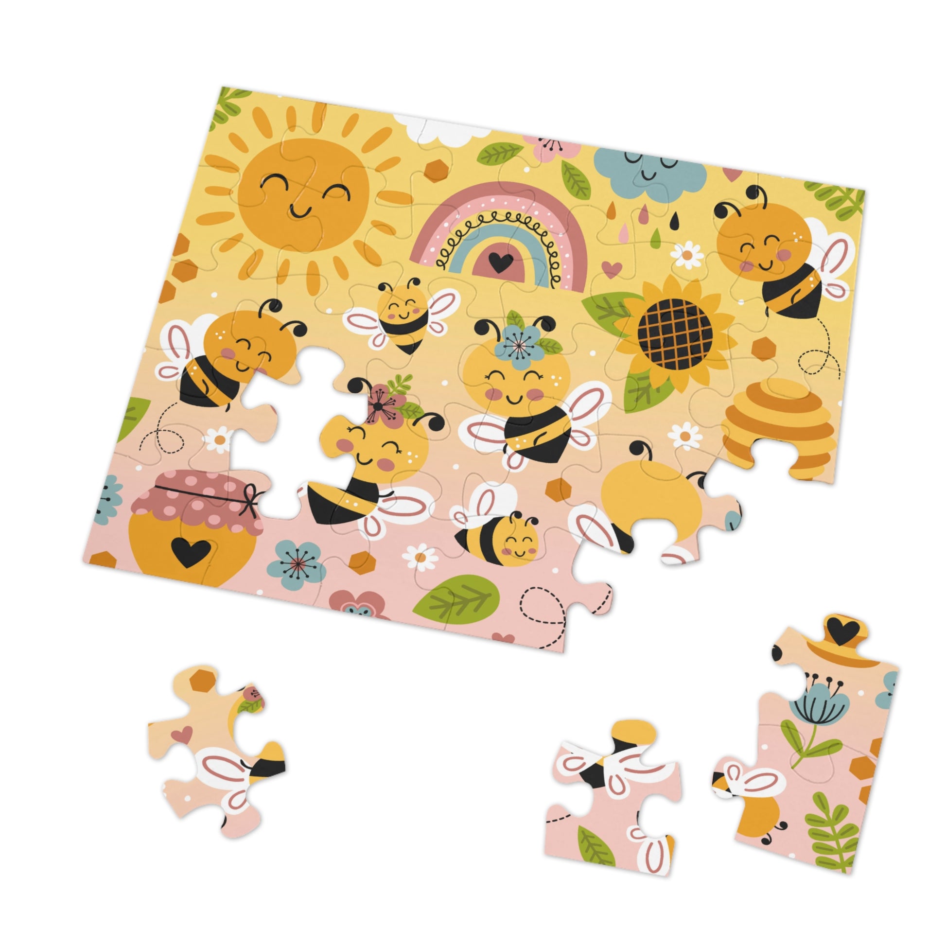 Colorful jigsaw puzzle for kids aged 3–10, fun garden insect design