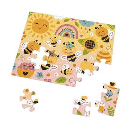 Colorful jigsaw puzzle for kids aged 3–10, fun garden insect design