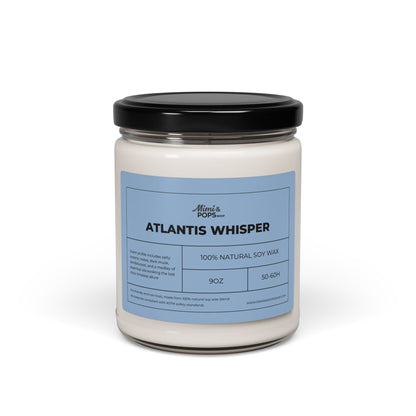 Atlantis Whisper Scented Soy Candle – 9oz glass jar with black lid