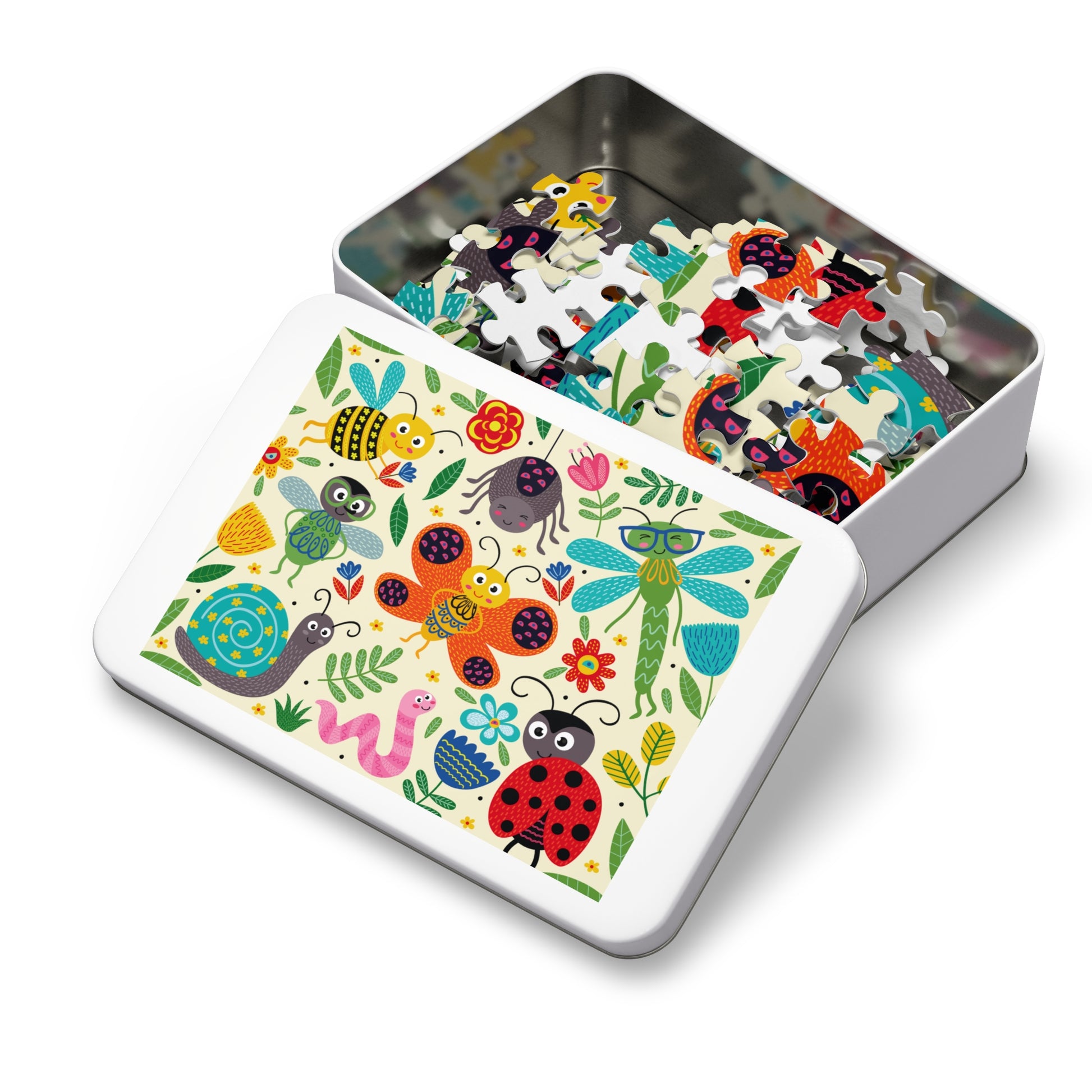 Buggin' Out puzzle box with fun bug illustrations designed for ages 3+