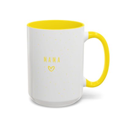 15oz Yellow Accent Mama Coffee Mug – larger white ceramic mug with yellow accents