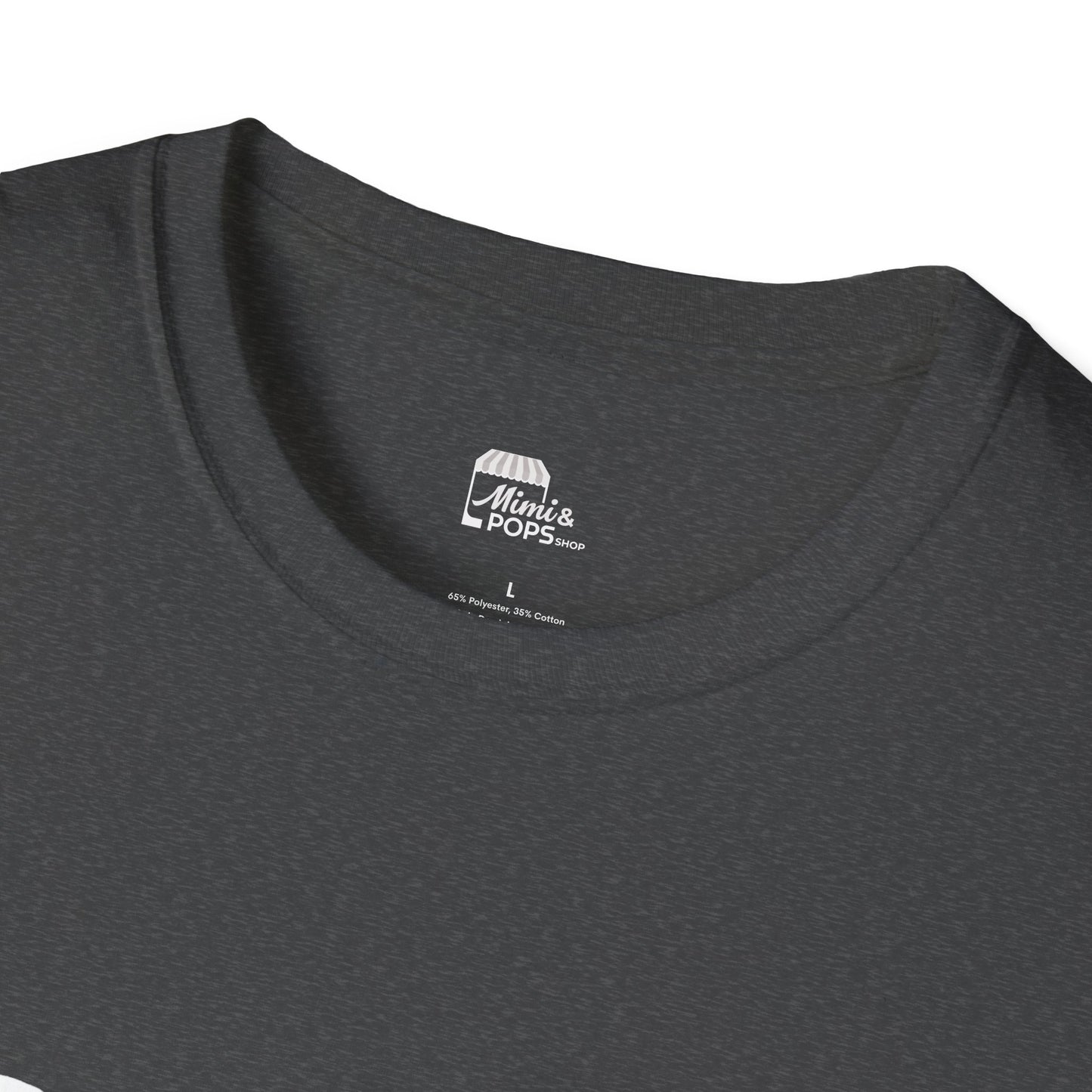 Gray unisex softstyle t-shirt with white 'Child of God' distressed print, laid flat