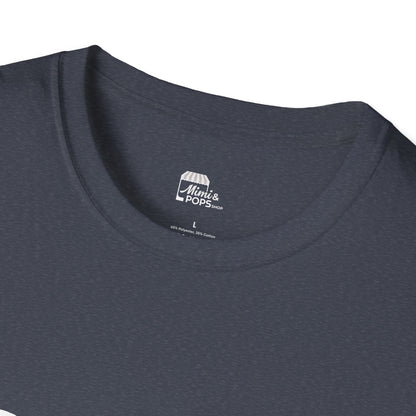Close-up of white 'Child of God' distressed lettering on gray soft cotton fabric