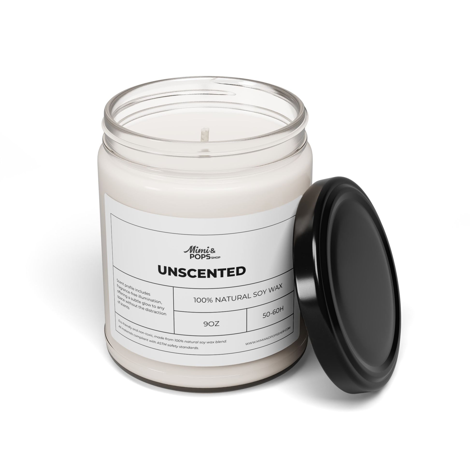 Close-up of Unscented Soy Candle showing smooth soy wax and cotton wick