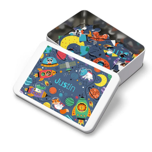 Personalized space-themed kids puzzle – rocket ship with custom name