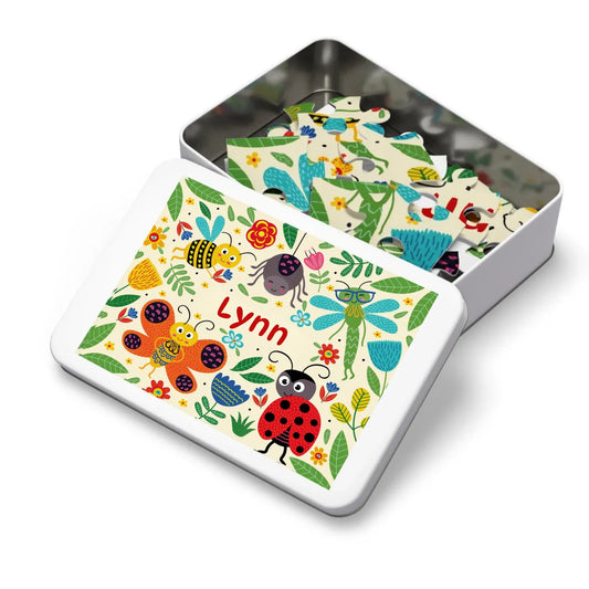 Personalized insect puzzle for kids – ladybug, bee, and butterfly with child's name
