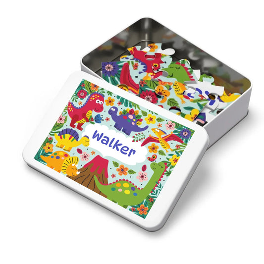 Personalized dinosaur puzzle for kids with child’s name – fun prehistoric activity