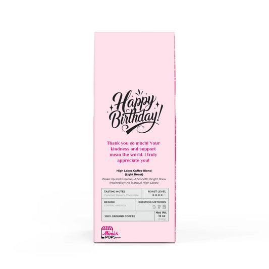 High Lakes Coffee Blend 12oz bag with personalized label
