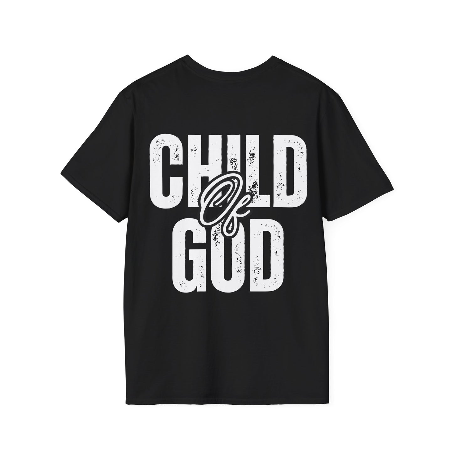 Back of black unisex softstyle t-shirt showing clean finish and breathable fabric