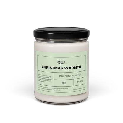 Christmas Warmth Scented Soy Candle – 9oz glass jar with black lid